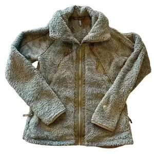 Kuhl Flight Jacket Women's Green Fleece Sherpa Full Zip Hidden Hood Size Medium